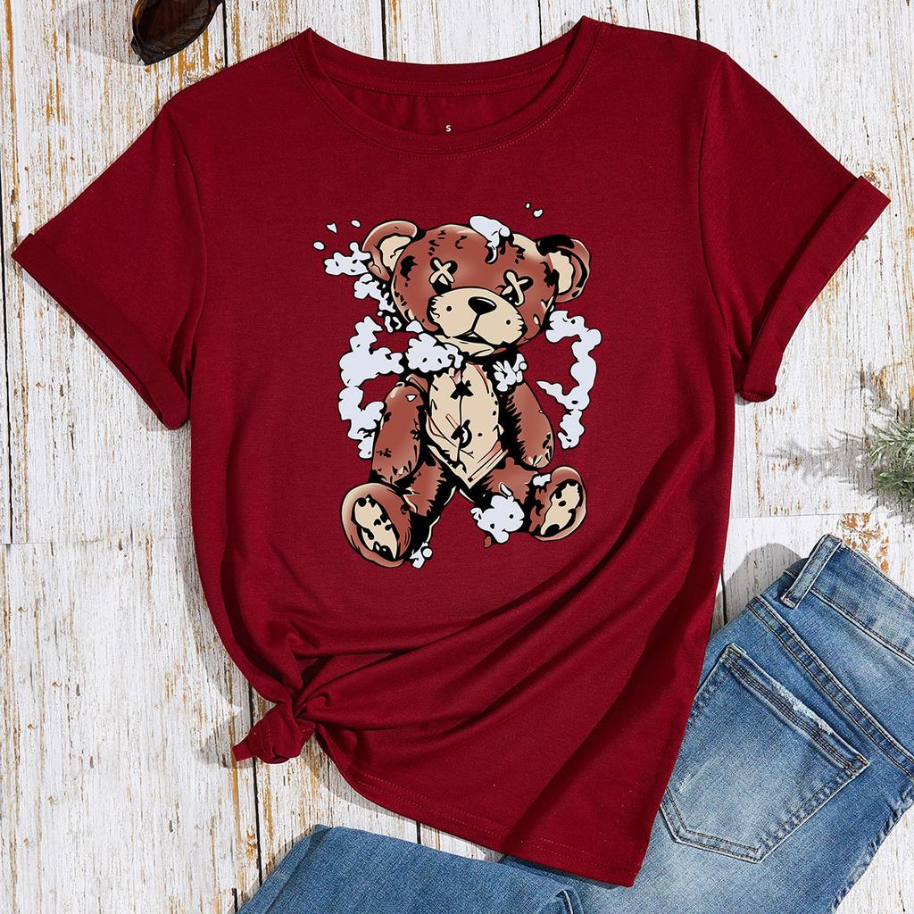 Хлопковая футболка Naughty Bear с коротким рукавом и круглым вырезом для женщин, топы с 2D-принтом