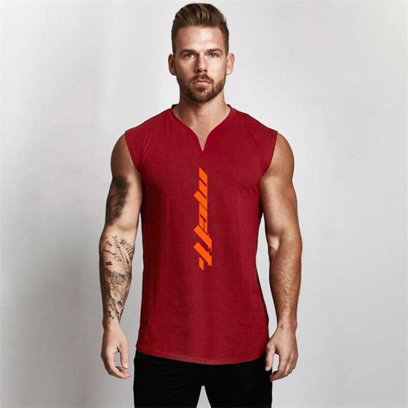 Muscleguys The New Summer Vest Slim Cotton Thin Section V-neck Sleeveless T-shirt Fitness Sports Trend