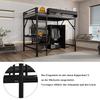 Iron Bed, Loft Bed, Double-Layer Storage Under the Desk, Upper Bed with Storage, With Wardrobe, Iron + MDF, Black, 140x200cm