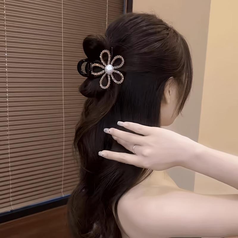 Изысканная Искрящаяся Алмазная Полая Цветок Зажим для Волос Женский 2024 Новый Шпилька Высококлассный Зажим-Акула для Заколок на Затылок Укладка Волос Головной Убор