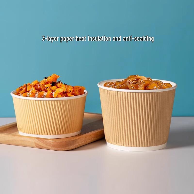 Disposable Corrugated Kraft Paper Bowls with Lids