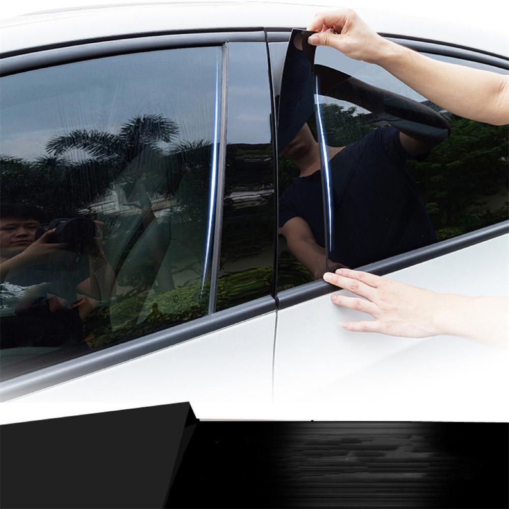 6Pcs Door Cover Window Pillar Posts Trim Kit Piano Black For Acura TL 2004-2008