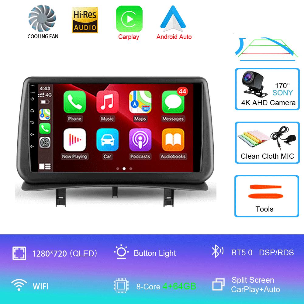 Видеоплеер Автомобильный Радиоприемник Android 14 Для Renault Clio 3 2005-2014 Беспроводной CarPlay Auto 4G Мультимедиа Навигация GPS 2din