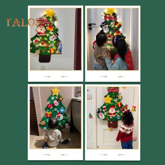 Рождественская елка из фетра своими руками для малышей, большая светящаяся рождественская елка с Санта-звездой, конфетными фигурками, детская развивающая игрушка