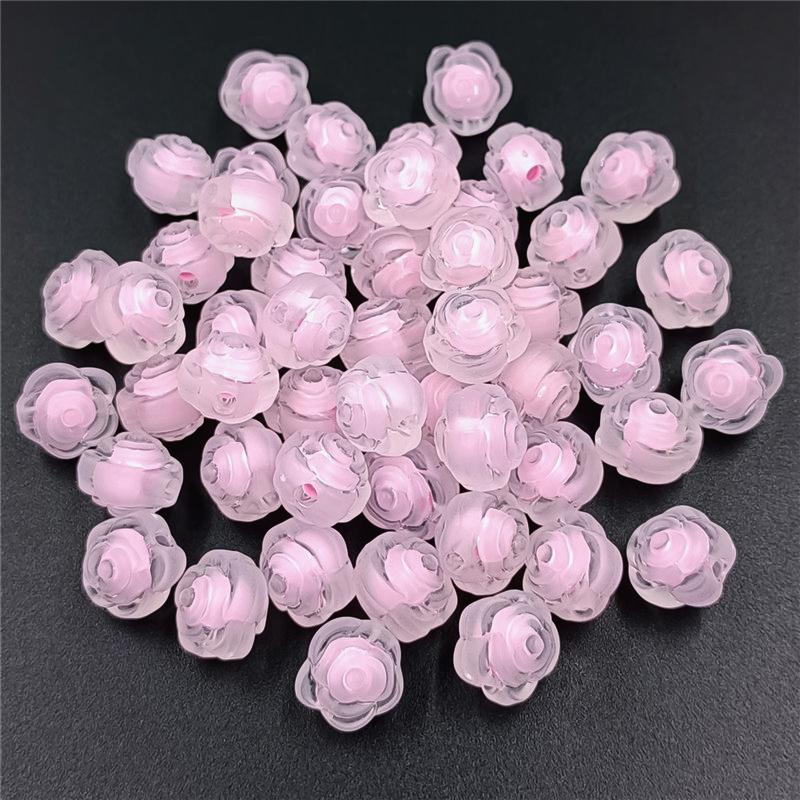 Multicolor Sandwich Rose Flower Beads Creative 11mm for Bracelet Necklace Making Handmade Material Pendants Transparent Matte DIY Jewelry Accessories