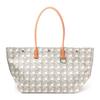 Woven Pattern Canvas with Leather Trim Tote Bag Tote Bag Shopping Bag Hand Shoulder Bag Women's Ivory White 139623-100
