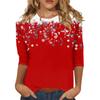 Women's Fashion Casual Seven Sleeve Christmas Printed Round Neck Top