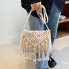 Fashion Cotton Woven Hollow Shoulder Crossbdoy Bags Female Summer Beach Bag Travel Small Tassel Handbag