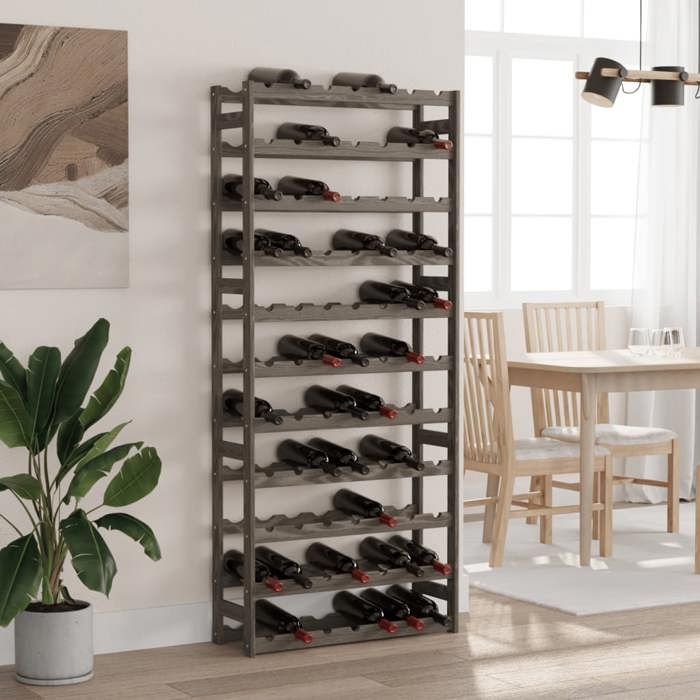 VidaXL Wine Rack for 77 Bottles Grey Solid Pine Wood 373383