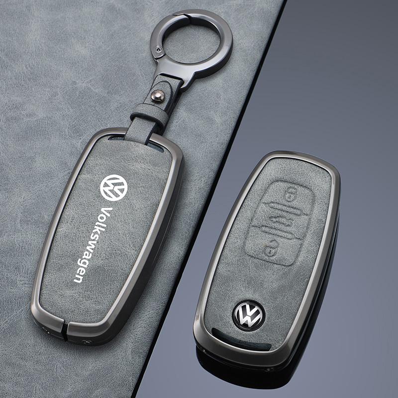 For VW High Quality Leather Car Key Case Cover Shell Fob Holder For Volkswagen VW Tiguan Touran Caddy Beetle Jetta Eos Golf Po