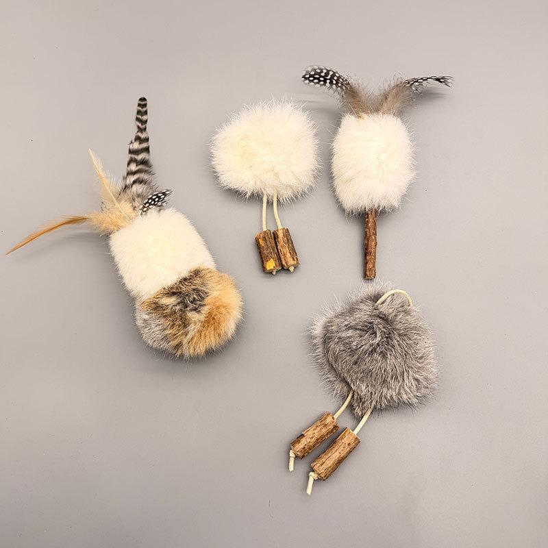 Rabbit Fur Matatabi Cat Chew Toy Teeth Cleaning Self Amusement Pet Toy Replacement Head