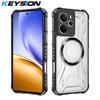 KEYSION Прозрачный магнитный чехол для Realme 14 5G 14T Мягкий силикон+ПК Сверхпрочный Противоударный Задняя крышка для телефона для Realme 14T 5G