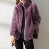 Winter Women Plus Fleece Thickened Double-sided Fleece Stand Collar Warm Hoodie Cardigan Zipper Fleece Jacket