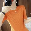 Women Knit T-shirt MODERN NEW SAGA Summer Knitted Shirt Short Sleeve Tees O-neck Pullover Knit Tops