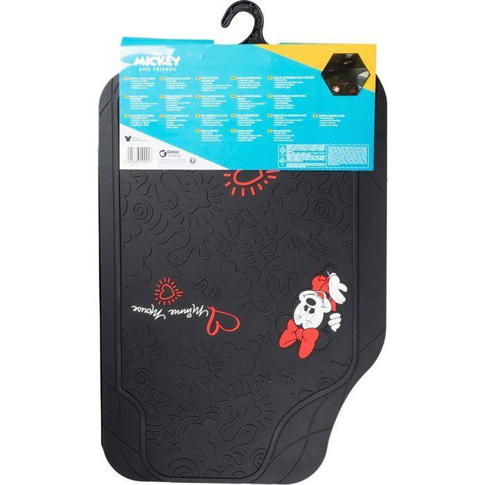 Tapis De Sol Tataway Paire De Tapis De Voiture Minnie Mouse, Pvc, Universel, 44 X 65 Cm, Noir Et Rouge