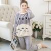 New 2024 Autumn Winter Warm Flannel Women Pijama Sets Thick Coral Velvet Long Sleeve Cute Sleepwear Set Thin Flannel Pajamas Set
