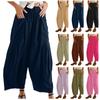 Women Plus Size Wide Leg Linen Pants  Middle Waist Summer Baggy Pants