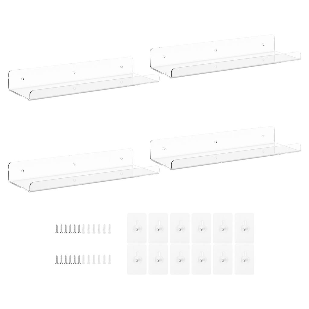 4-12 шт. Акриловая настенная полка для хранения, прозрачные подвесные полки для книг, записей, рукоделия и игрушек.