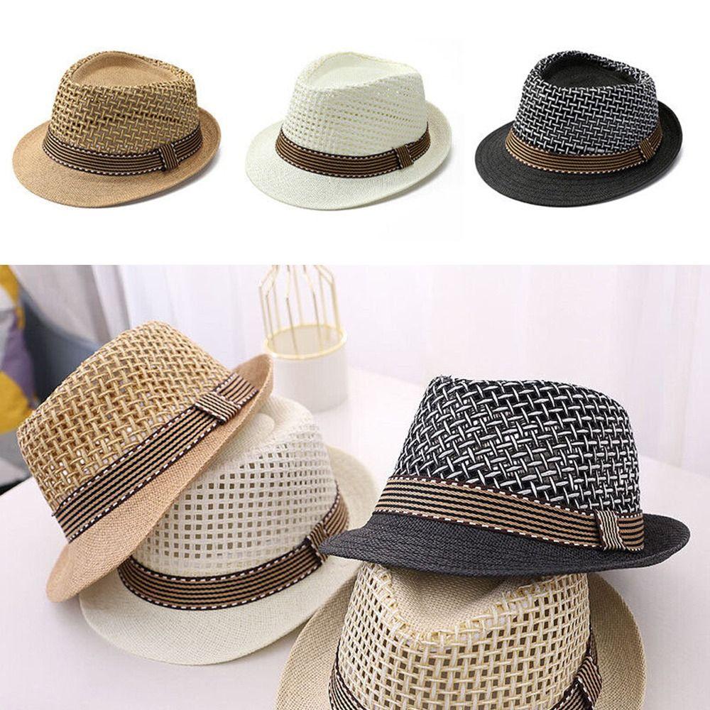 Short Brim Sun Cap Breathable Floral Hat Outdoor Straw Fedora Hat  Summer