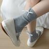 Ballet-style Spring and Summer Thin Cream White Socks for Women, Mid-calf Socks, Bow, Versatile, Black Pile Socks