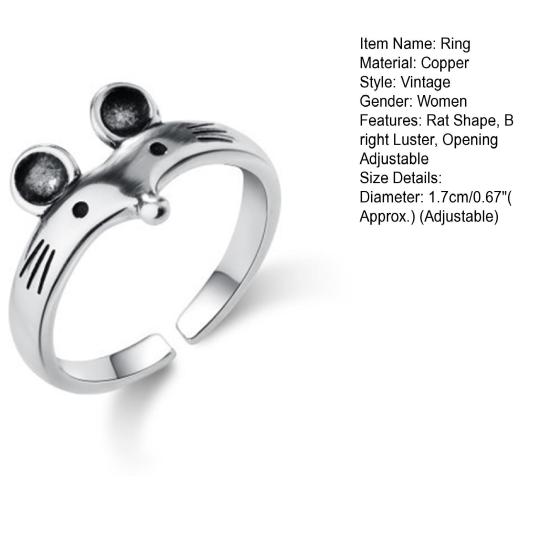 Женское кольцо в виде крысы, винтажные ювелирные изделия, регулируемое кольцо на палец для вечеринки, банкета, выпускного вечера