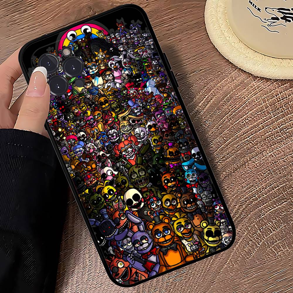 Игра F-Five N-Nights At F-FreddyS Для iPhone 17 16 15 14 13 12 11 Pro Max Plus Ударопрочный Черный Мягкий Чехол для Телефона