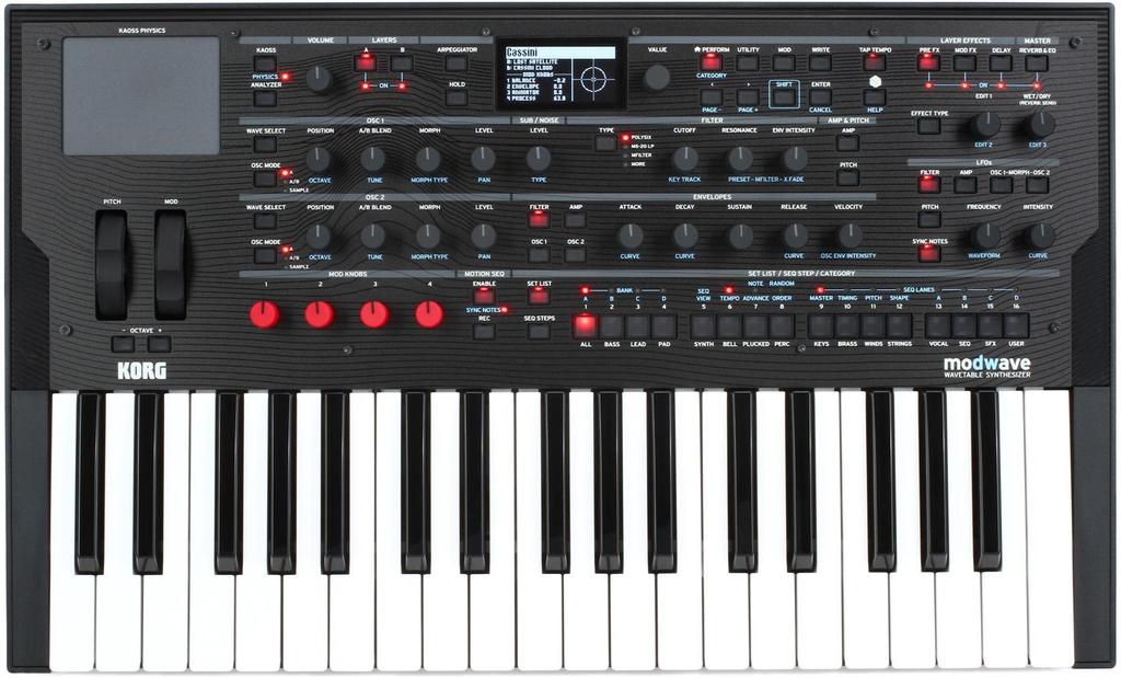 Синтезатор волновых таблиц KORG Modwave, секвенирование движения с помощью Kaoss Physics 2.0