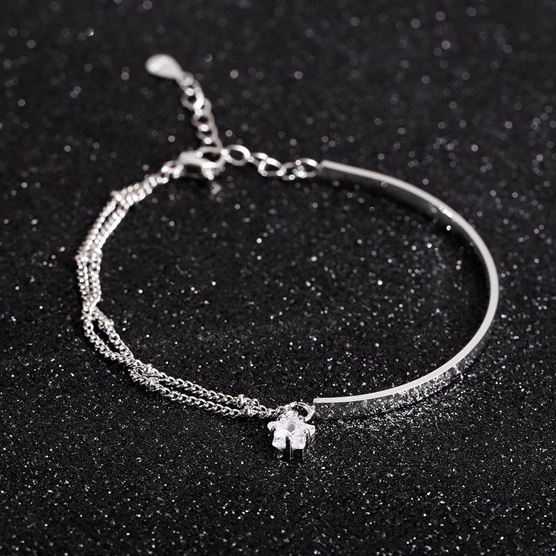 925 Sterling Silver Double Love Heart Hollow Round Beads Bracelet Female Fashion Romantic Jewelry Classic