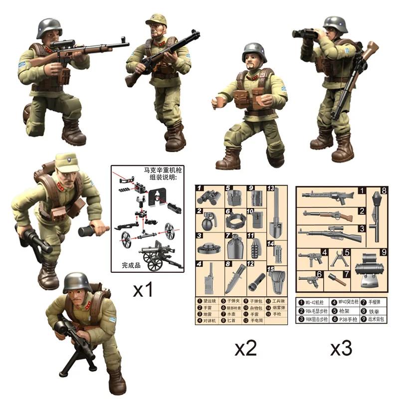 2024 Вторая мировая война WW2 армия военные солдаты спецназ фигурки модели строительные блоки кирпичи детские игрушки подарок