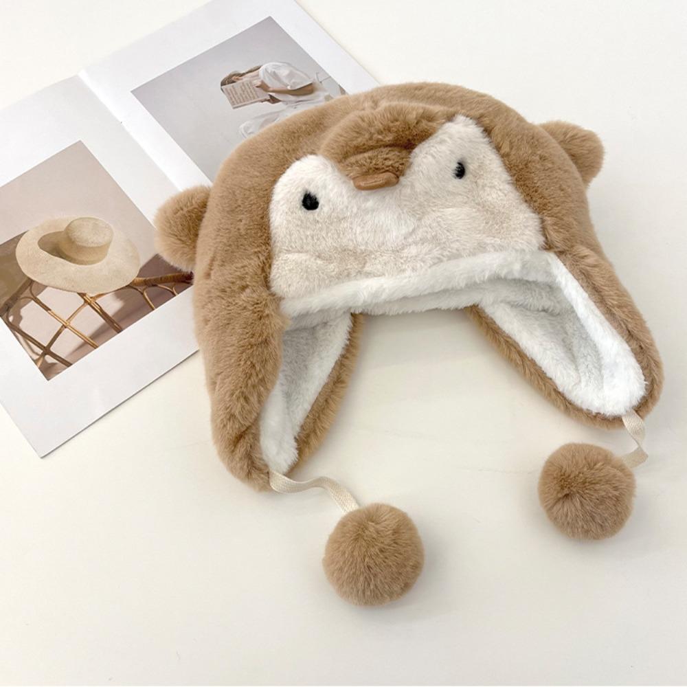 Winter Warm Earflap Hat Cold Protection Beanies Caps Sweet Plush Hat  Kids Adult Gifts