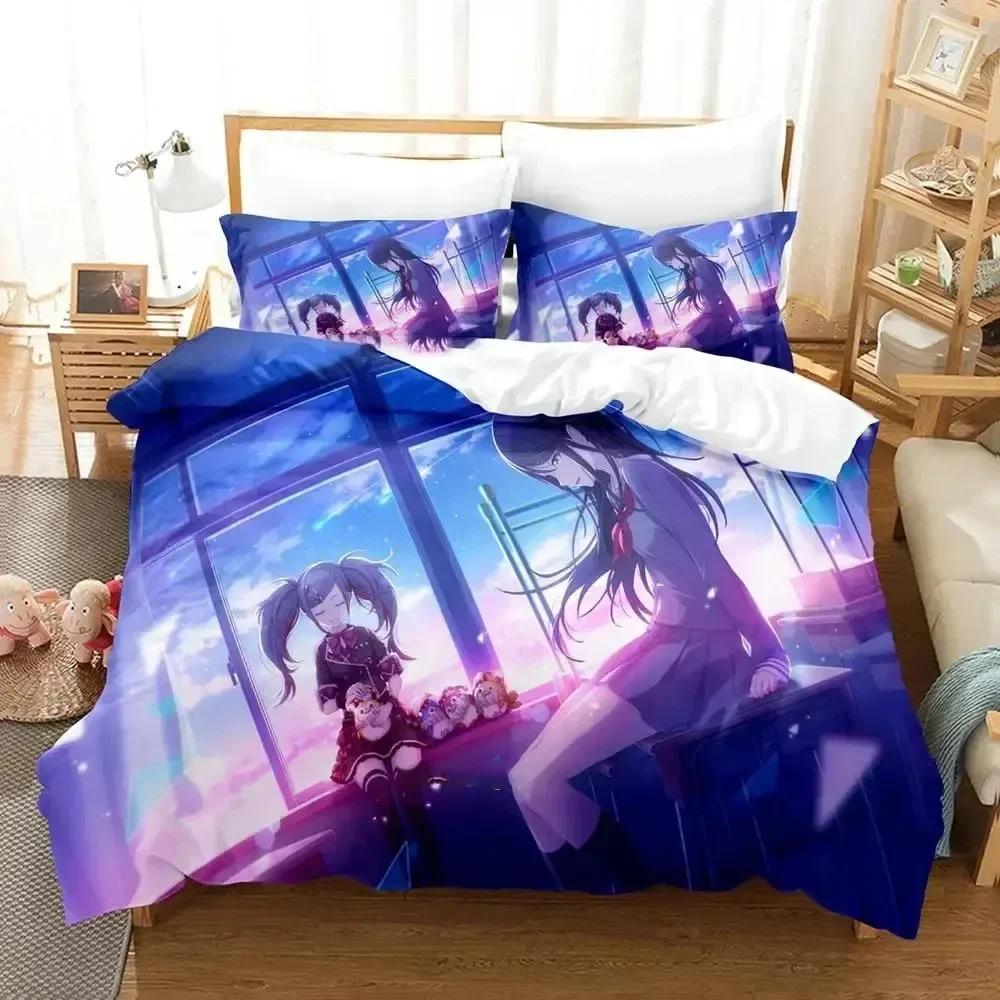 Comforter Anime Hoshino Ichika Project Sekai Bedding Set Printed Bed Set With Soft Queen King Size Bedclothes Home
