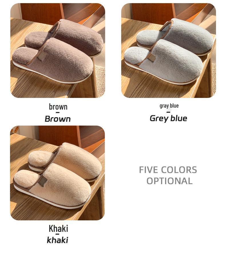 Soft Cotton Plush Winter Slippers: Warm, Non-Slip Indoor Footwear for Couples