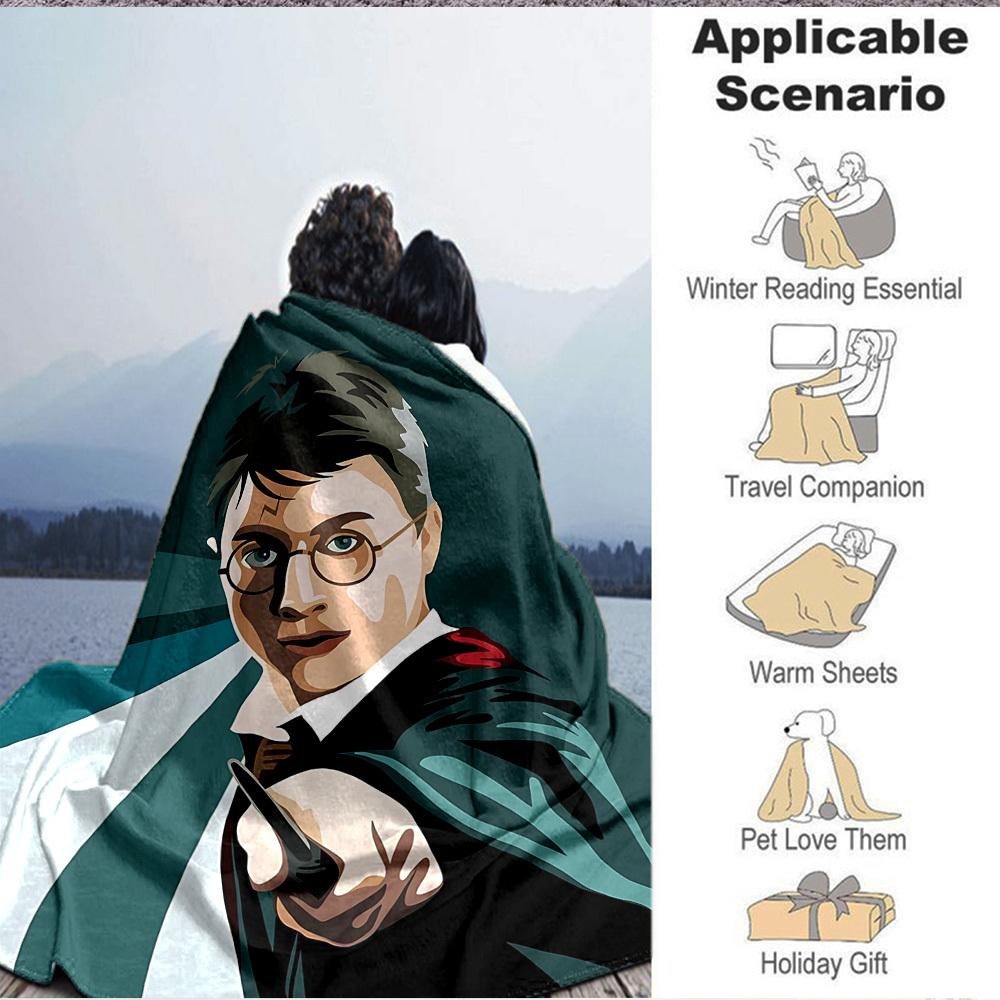 1 шт. Фланелевое покрывало Гарри Поттер Мягкое, теплое и уютное для дивана, кровати, офиса и путешествий Универсальное Подарок на любой сезон, Рождественский подарок