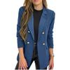 Women's Double Breasted Blazer with Gold Buttons, Slim Fit Formal Jacket, Business Office Suit Coat