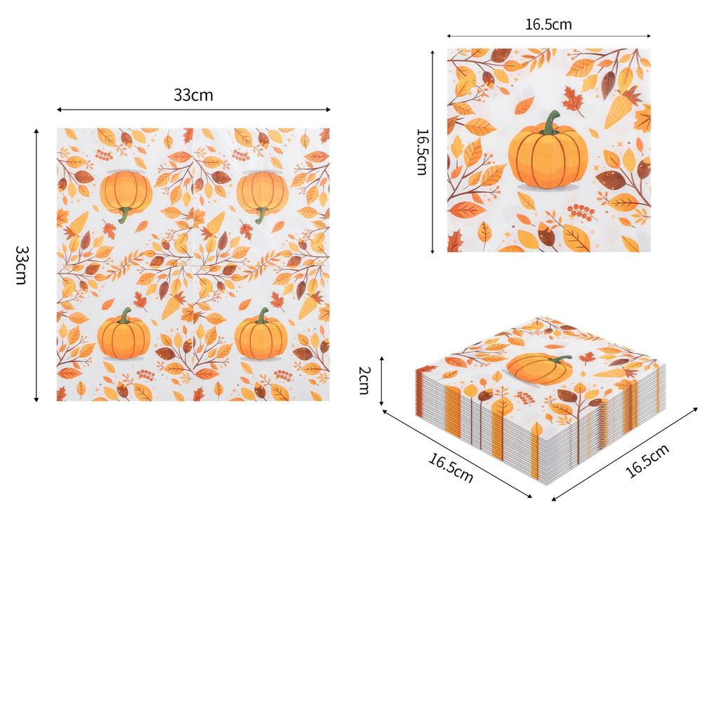 Autumn Maple Leaf Thanksgiving Theme Autumn Pumpkin Tissue Gratitude Festival Party Disposable Paper Napkins