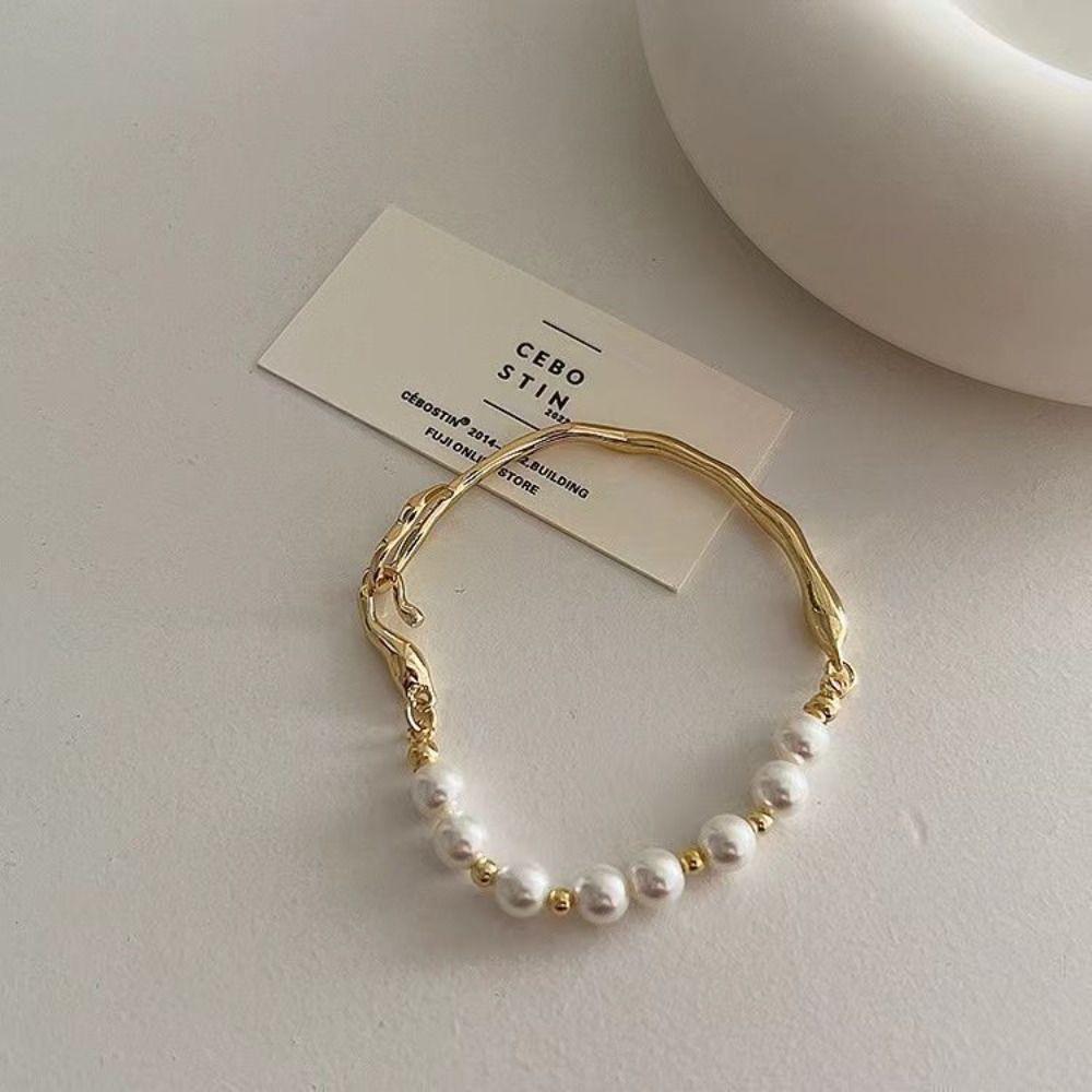Metal Girl Gift Temperament Baroque Women Bracelet Korean Style Jewelry Pearls Bracelet Copper
