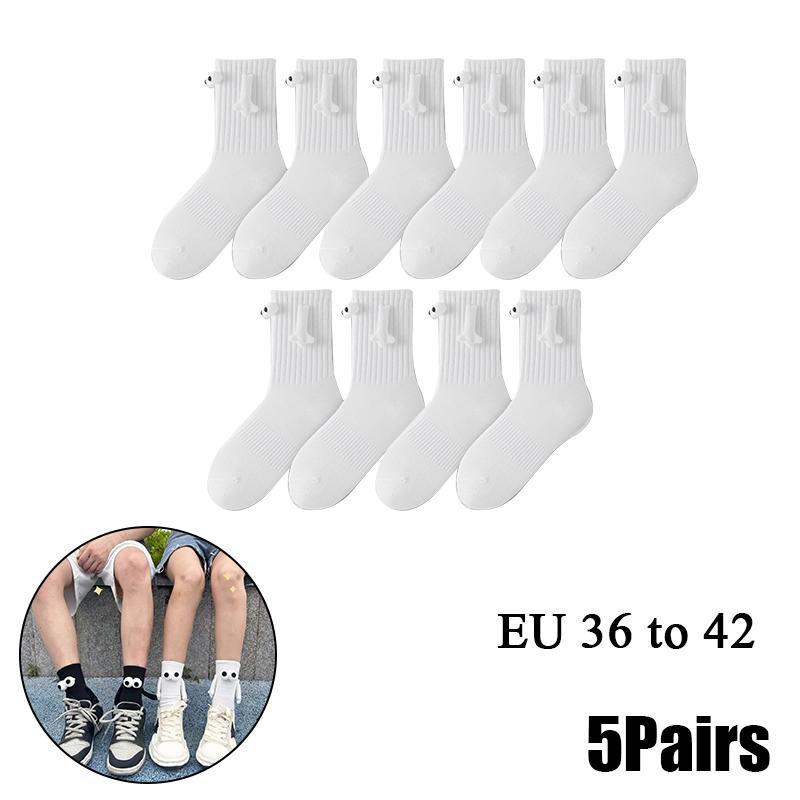 10Pairs Club Celebrity Ins Fashion Funny Creative Magnetic Attraction Hands Black White Cartoon Eyes Couples Sox Socks