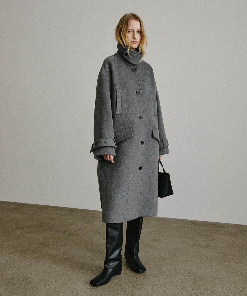 Artid Cashmere Oversized Long Coat_Melange Grey