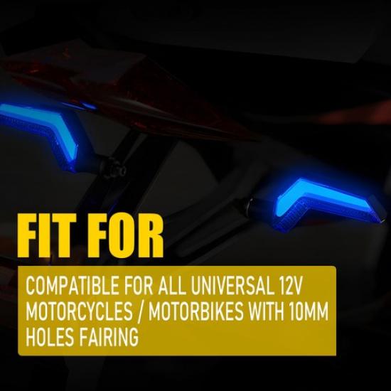 4X Motorcycle Flowing LED Turn Signal Light Indicator Blinker Amber/Blue Lamp