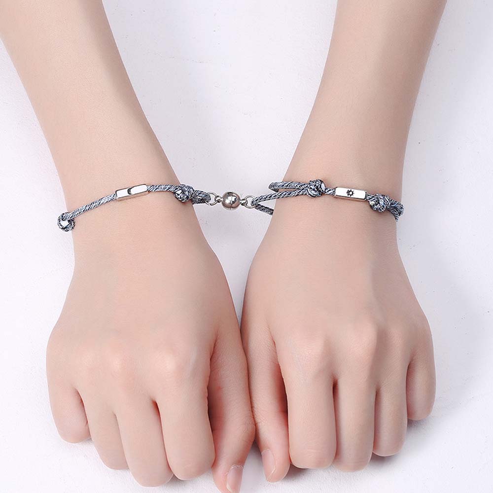 Simple Men Women Friendship Gifts Braided Rope Magnet Bracelet Fashion Jewelry Couple Bracelets