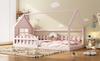90*200cm Flat Bed, Children's Bed, House Rail, Pink