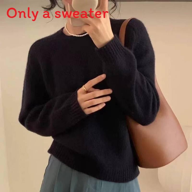 Lazy Style Knit Sweater For Women With Solid Color Design For Autumn Chill