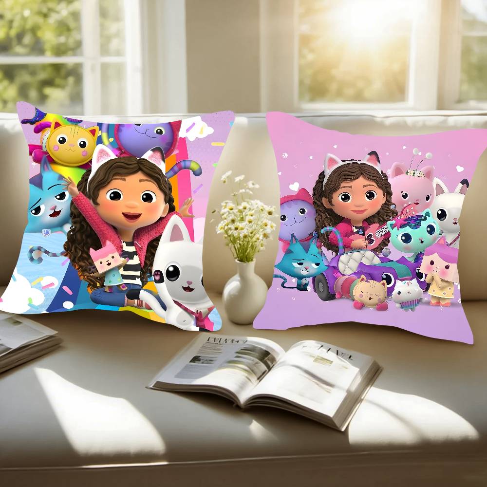 Kids Gabbys Dollhouse Gabby Cats Pillow Case Pattern Printed Pillowcase For Living Room Sofa Cushion Cover & Bedroom Decor