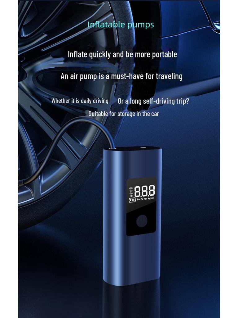Портативный беспроводной автомобильный воздушный насос с большой батареей и цифровым дисплеем — многофункциональный ручной трансграничный воздушный насос.