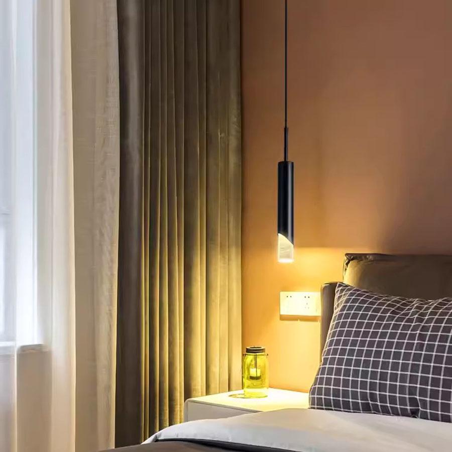 Черный золотой длинный светодиодный подвесной светильник для кухни, столовой, магазина, бара, акриловый подвесной светильник для спальни, прикроватный подвесной светильник