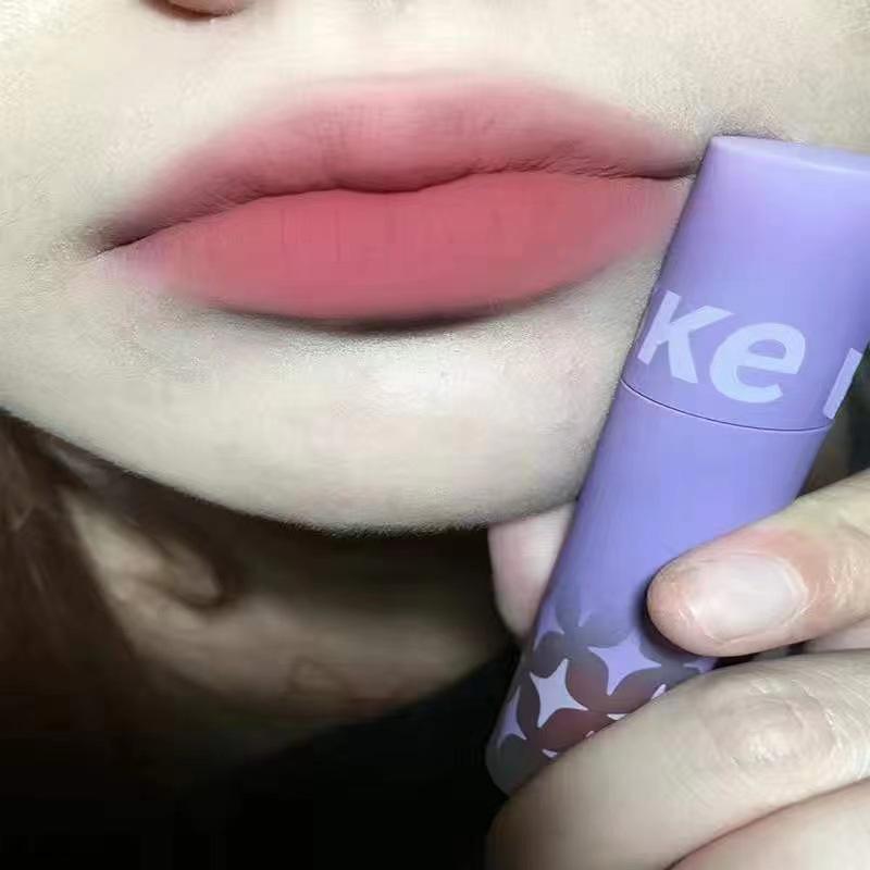 KEKEMOOD Матовая бархатная помада-глазурь для губ цвета «Кровь голубя» - Персиковое сердце, Нелипкая, Стильная для студентов