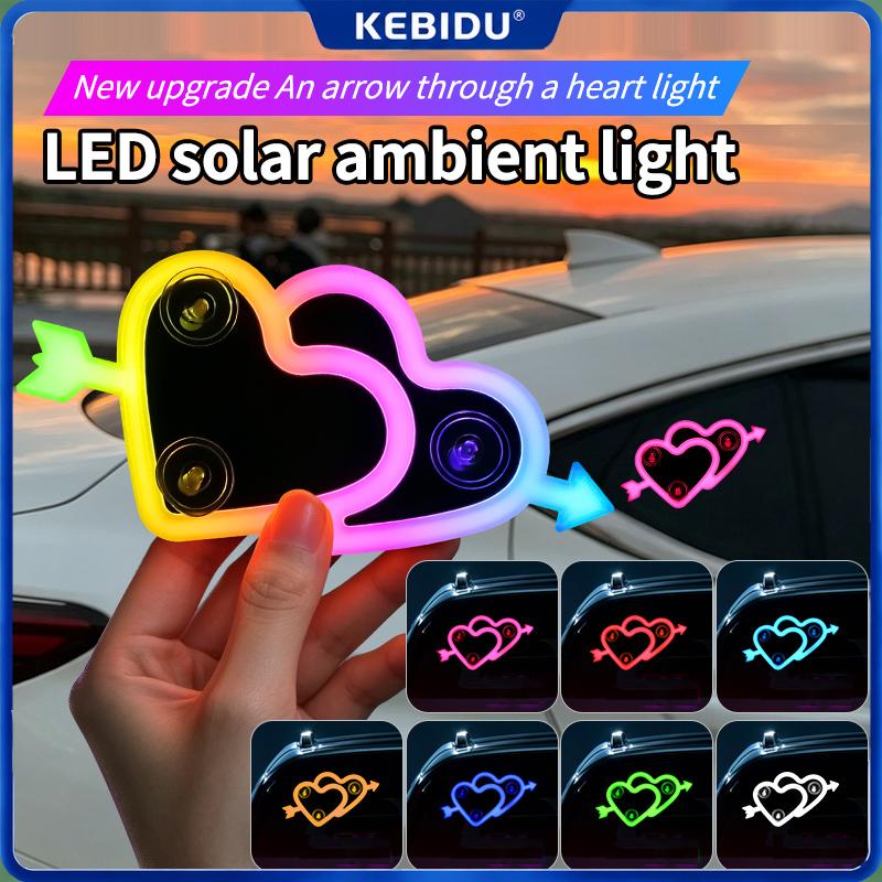 KEBIDU RGB Светодиодная неоновая лампа на солнечной батарее для автомобиля, лампа атмосферы, перезаряжаемая декоративная лампа, лампа атмосферы салона автомобиля, аксессуар для автомобиля