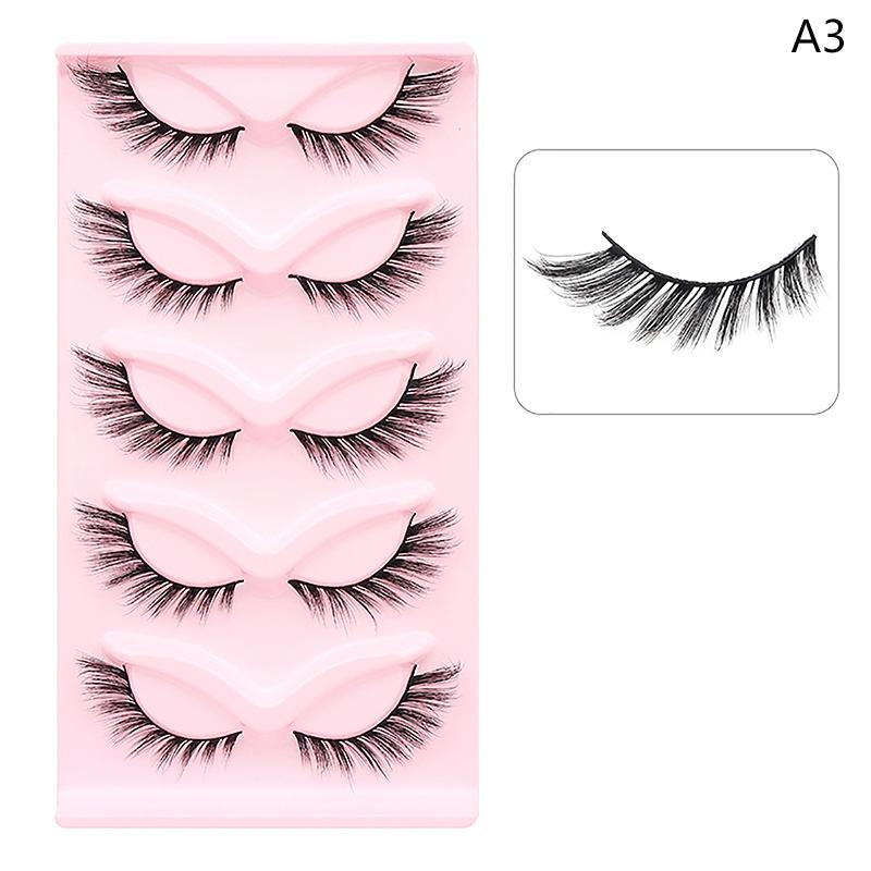 5Pairs Cat Eye 3D Mink Lashes Natural Eyelashes Winged End Eye Elongated False Eyelashes Lashes Extension