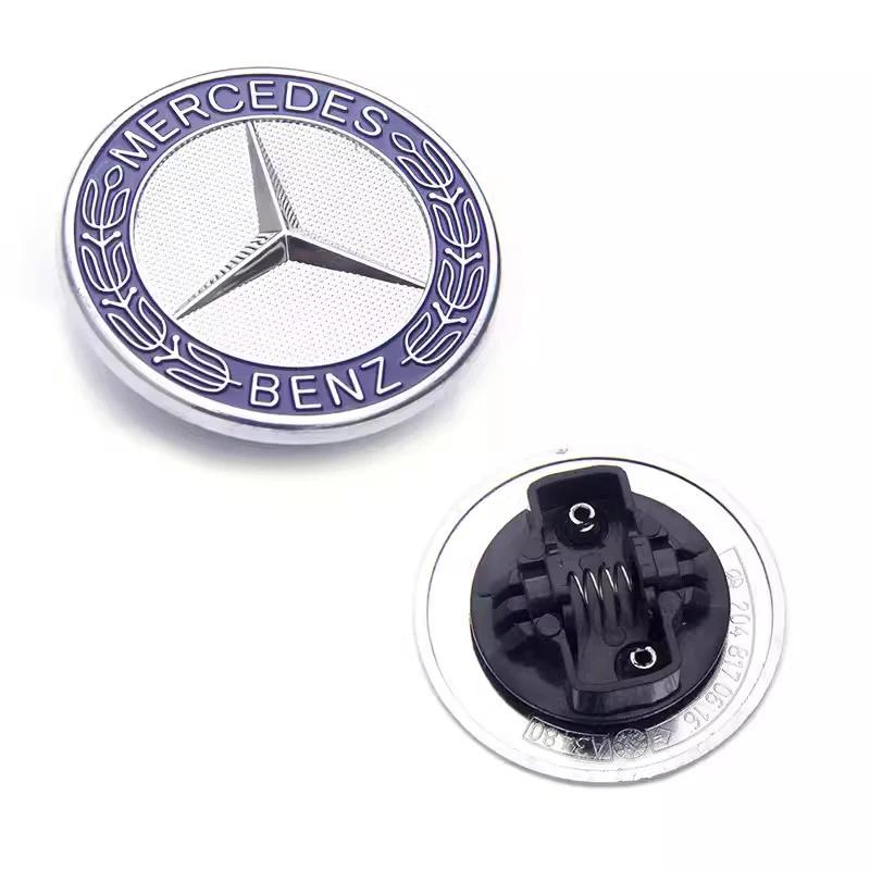 EZB2 Hot 2025 Car Engine Logo Metal Flat Hood Emblem Front Badge Accessories For Mercedes Benz AMG W204 W205 W203 W211 W212 W213 W201