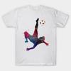 Мужская черная футболка с принтом Футболист Спорт Арт #Футбол #Соккер Печать на трансферной бумаге без вырезания Хлопковая футболка